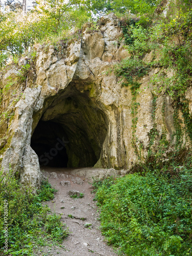 Dark rocky cave entrance