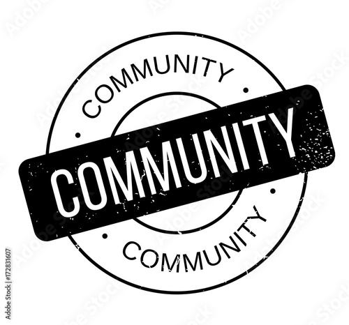 Community rubber stamp. Grunge design with dust scratches. Effects can be easily removed for a clean, crisp look. Color is easily changed.