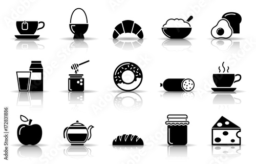 Frühstück Iconset - Schwarz (Schatten)