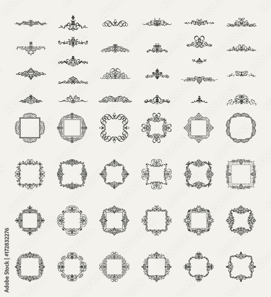 Fototapeta premium Wicker lines and old decor elements in vector.