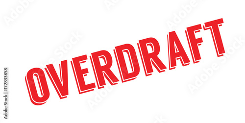Overdraft rubber stamp. Grunge design with dust scratches. Effects can be easily removed for a clean, crisp look. Color is easily changed.