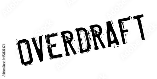 Overdraft rubber stamp. Grunge design with dust scratches. Effects can be easily removed for a clean, crisp look. Color is easily changed.