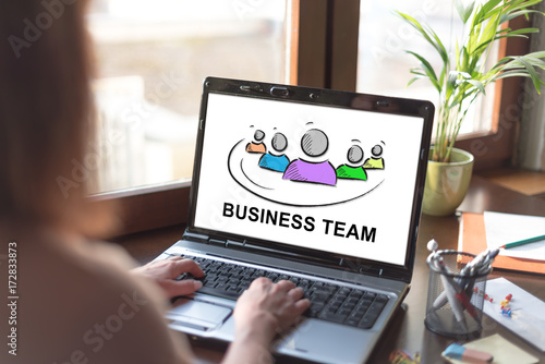 Business team concept on a laptop screen