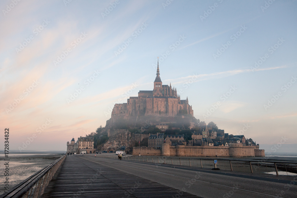 Mont Saint Michel bay taken at dawn. Normandy, France .
