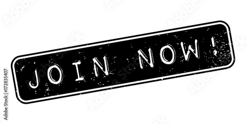 Join Now rubber stamp. Grunge design with dust scratches. Effects can be easily removed for a clean, crisp look. Color is easily changed.