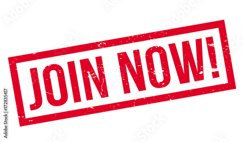 Join Now rubber stamp. Grunge design with dust scratches. Effects can be easily removed for a clean, crisp look. Color is easily changed.