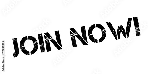 Join Now rubber stamp. Grunge design with dust scratches. Effects can be easily removed for a clean, crisp look. Color is easily changed.