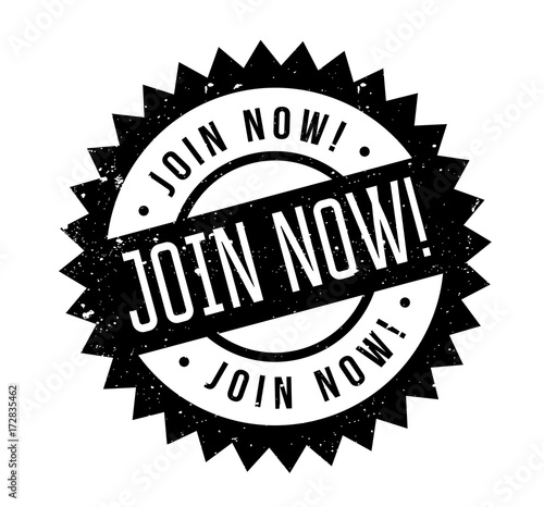 Join Now rubber stamp. Grunge design with dust scratches. Effects can be easily removed for a clean, crisp look. Color is easily changed.