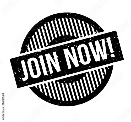Join Now rubber stamp. Grunge design with dust scratches. Effects can be easily removed for a clean, crisp look. Color is easily changed.