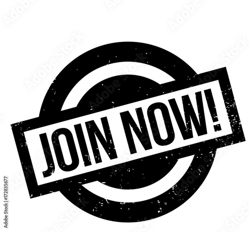 Join Now rubber stamp. Grunge design with dust scratches. Effects can be easily removed for a clean, crisp look. Color is easily changed.