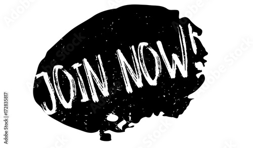 Join Now rubber stamp. Grunge design with dust scratches. Effects can be easily removed for a clean, crisp look. Color is easily changed.
