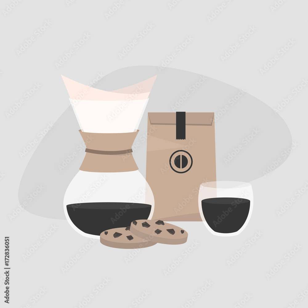 Coffee scene. Drip coffee maker 