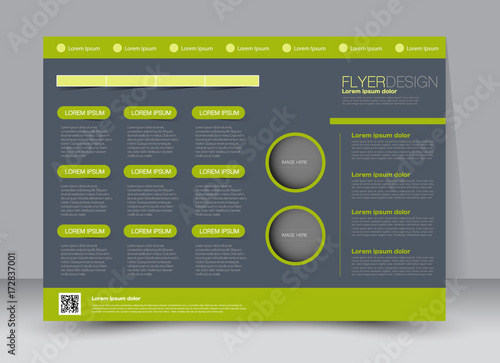 Flyer, brochure, billboard template design landscape orientation for education, presentation, website. Grey and green color. Editable vector illustration.