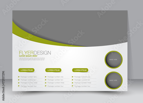 Flyer, brochure, billboard template design landscape orientation for education, presentation, website. Green color. Editable vector illustration.