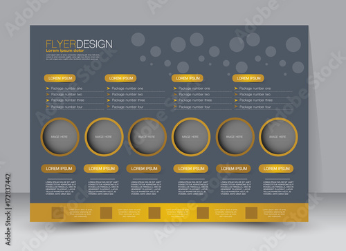 Flyer, brochure, billboard template design landscape orientation for education, presentation, website. Yellow and grey color. Editable vector illustration.