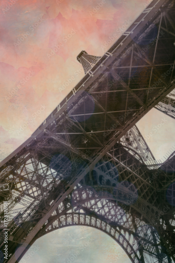 Vintage postcard Eiffel Tower