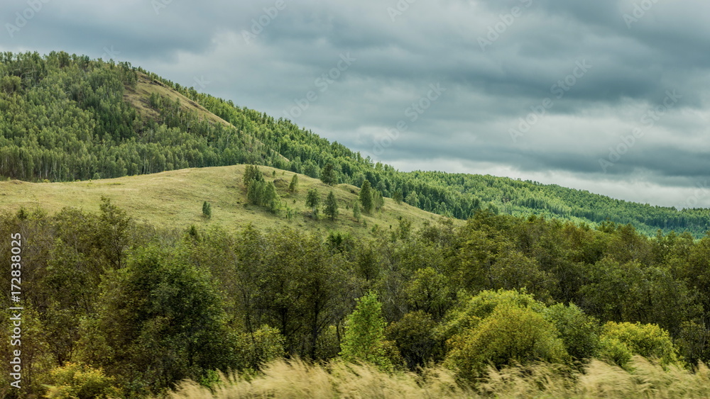 Naklejka premium Green hills in Bashkortostan
