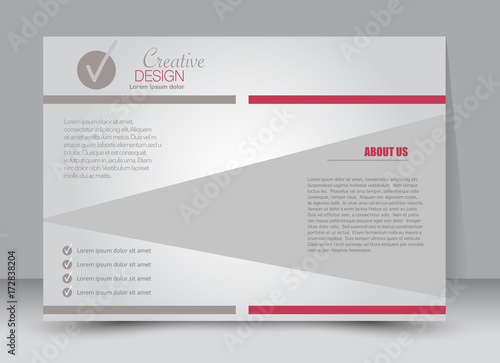 Flyer, brochure, billboard template design landscape orientation for education, presentation, website. Red color. Editable vector illustration.