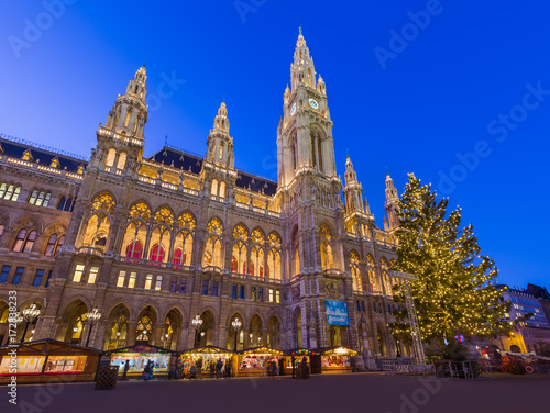 Christmas Market near City Hall in Vienna Austria photo