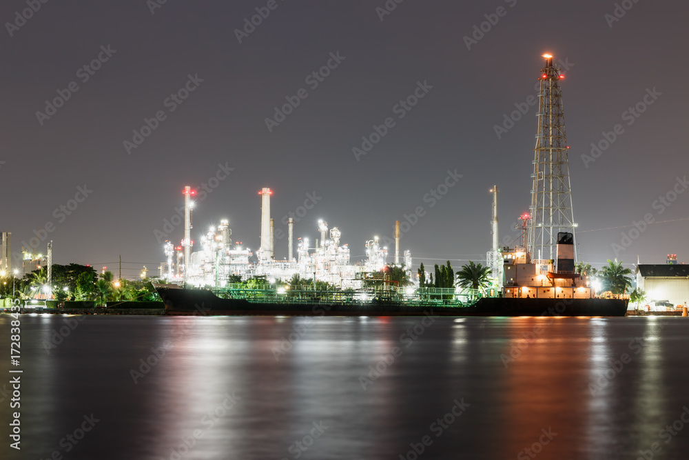 Oil refinery at night with lighting beautiful in Bangkok Thailand Oil refinery at night with lighting beautiful in Bangkok Thailand