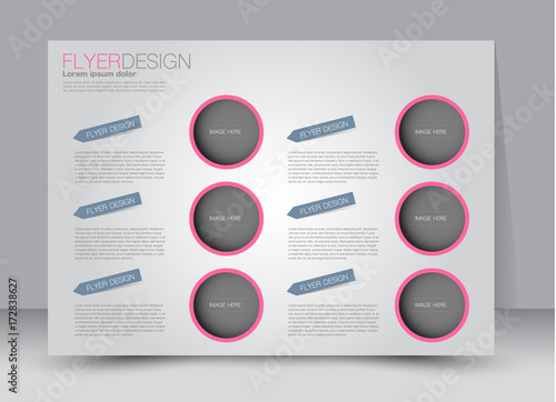 Flyer, brochure, billboard template design landscape orientation for education, presentation, website. Pink and grey color. Editable vector illustration.
