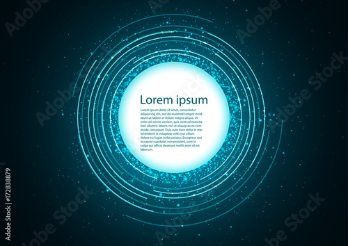 Blue background with concentric circles and sparks