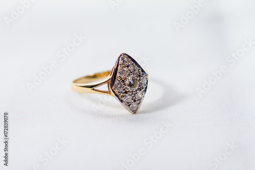 Diamond Engagement gold ring. Beginning of couple life