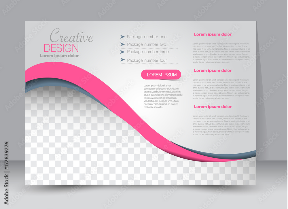 Flyer, brochure, billboard template design landscape orientation for education, presentation, website. Pink color. Editable vector illustration.
