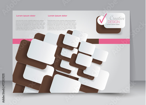 Flyer, brochure, billboard template design landscape orientation for education, presentation, website. Pink and brown color. Editable vector illustration.