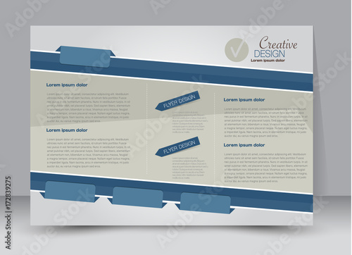 Flyer, brochure, billboard template design landscape orientation for education, presentation, website. Blue color. Editable vector illustration.