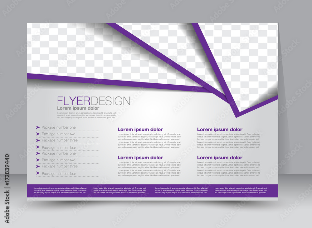 Fototapeta premium Flyer, brochure, billboard template design landscape orientation for education, presentation, website. Purple color. Editable vector illustration.