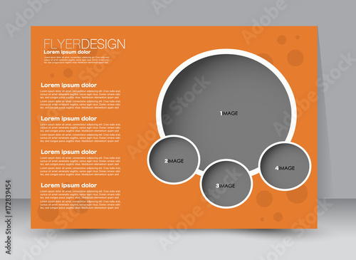 Flyer, brochure, billboard template design landscape orientation for education, presentation, website. Orange color. Editable vector illustration.