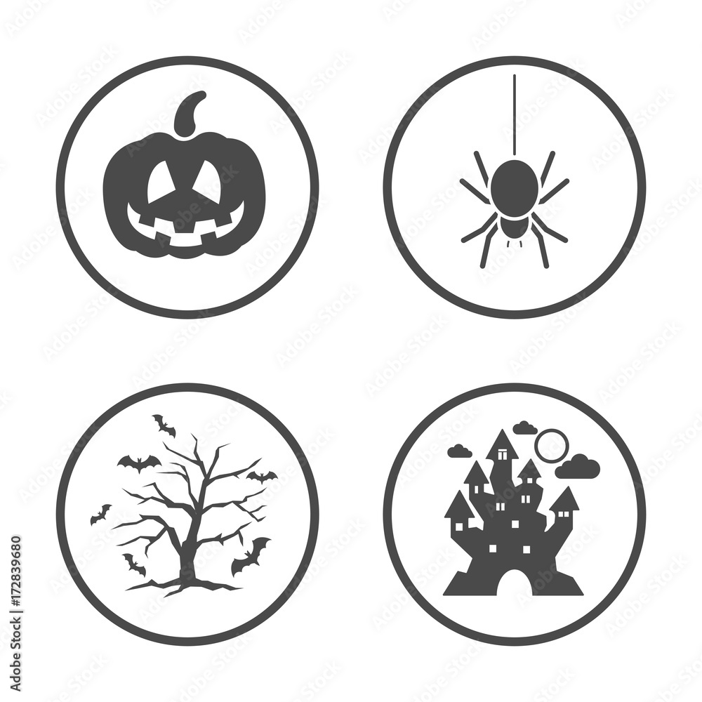 Rounded Halloween icons set. Vector icon design Rounded Halloween icons set. Vector icon design