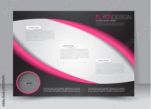 Flyer, brochure, billboard template design landscape orientation for education, presentation, website. Black and blue color. Editable vector illustration.