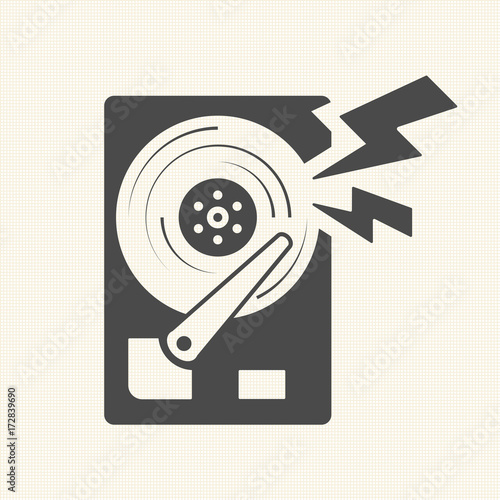 Damage the data, Hard disk scratch icon. Vector design