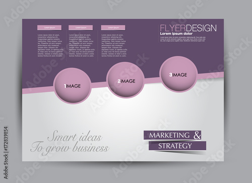 Flyer, brochure, billboard template design landscape orientation for education, presentation, website. Purple color. Editable vector illustration.