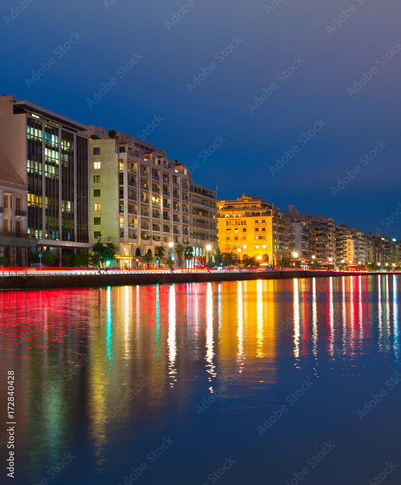 Thessaloniki quayside at twilight, Greece