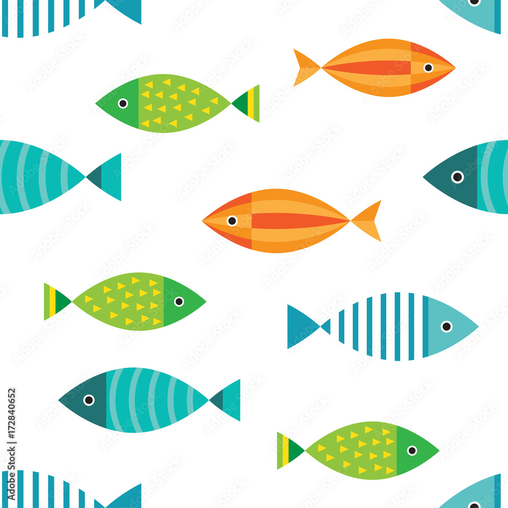 marine seamless pattern, fish marine seamless pattern, fish