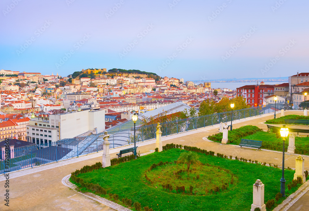Lisbon skyline from famous viewpoint
