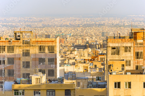 Tehran cityscape at sunset. Iran