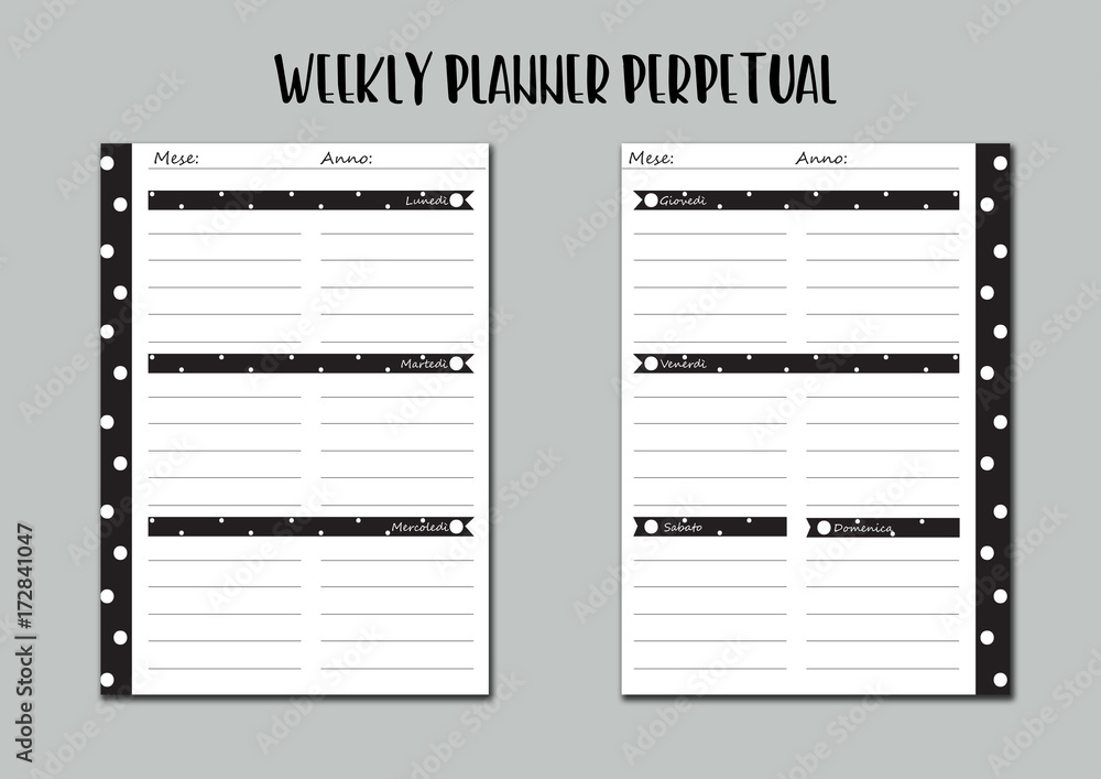 Weekly Planner Refill Agenda, Planner, Organization, Schedule Stock | Adobe