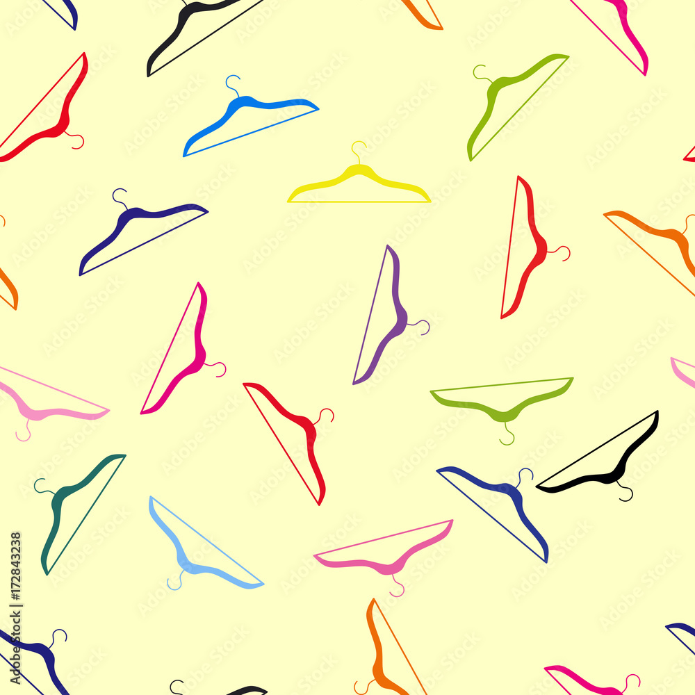 Fototapeta premium Multicolor clothes hanger seamless pattern. Vector illustration.