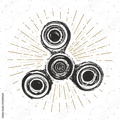 Spinner vintage label, Hand drawn sketch, grunge textured retro badge, typography design t-shirt print, vector illustration