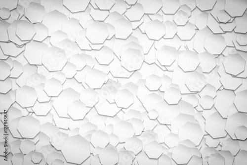 abstract 3D white heptagonal pattern background