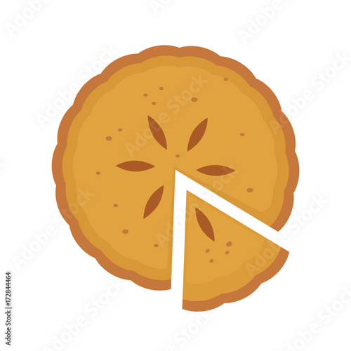 Homemade sliced pie with fruit filling. Vector flat cartoon illustration icon.Isolated on white background photo
