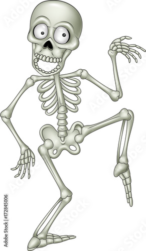 Cartoon funny human skeleton dancing