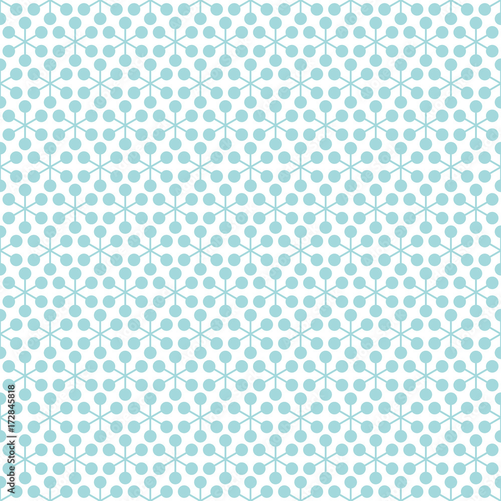 Retro Seamless Pattern Snowflakes/Flowers Turquoise