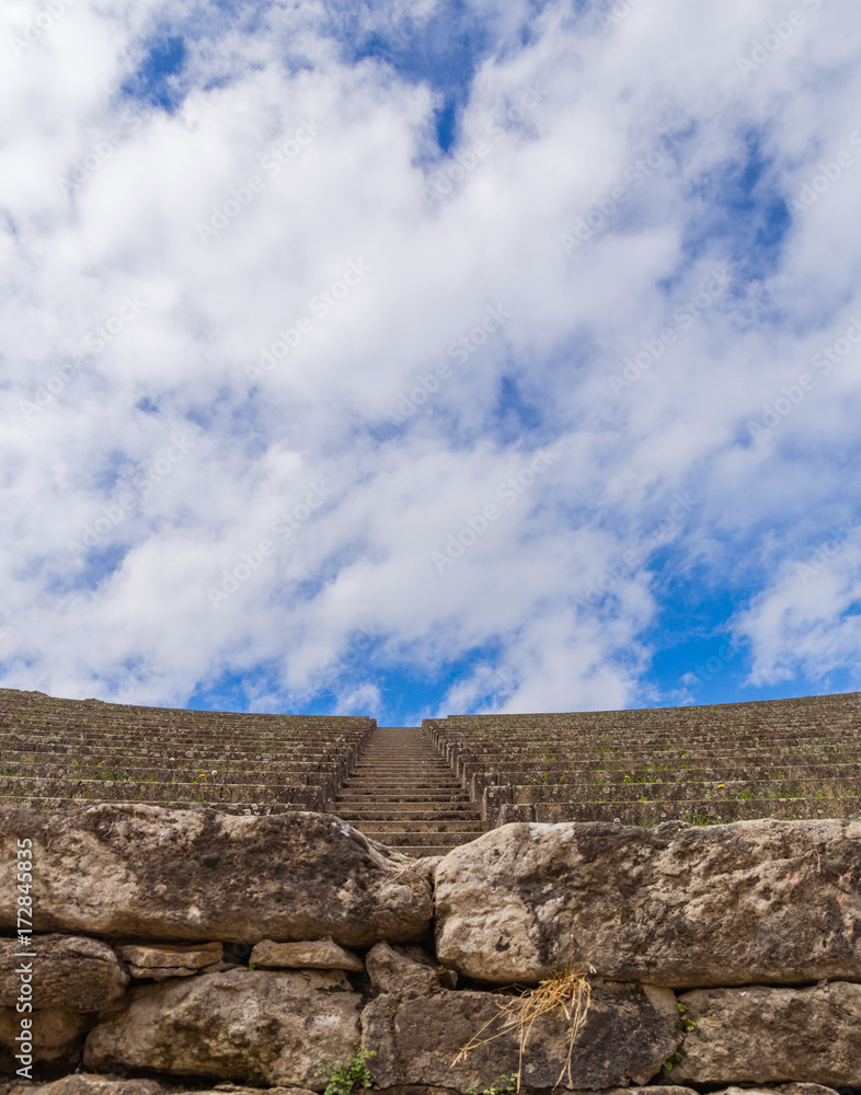 Wall and stairs on Romain amphitheather