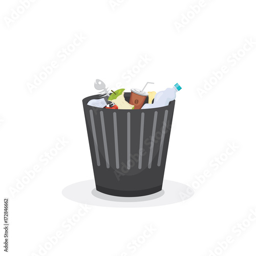 Trash bin garbage container and trash bin recycle symbol vector