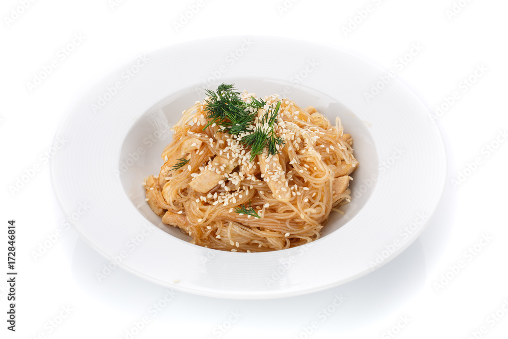 Traditional Italian cuisine. Pasta with sesame seeds